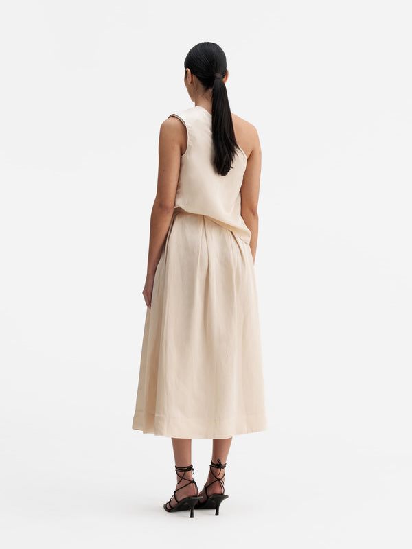 Back view of Ahlvar Gallery Elle satin linen tank cream