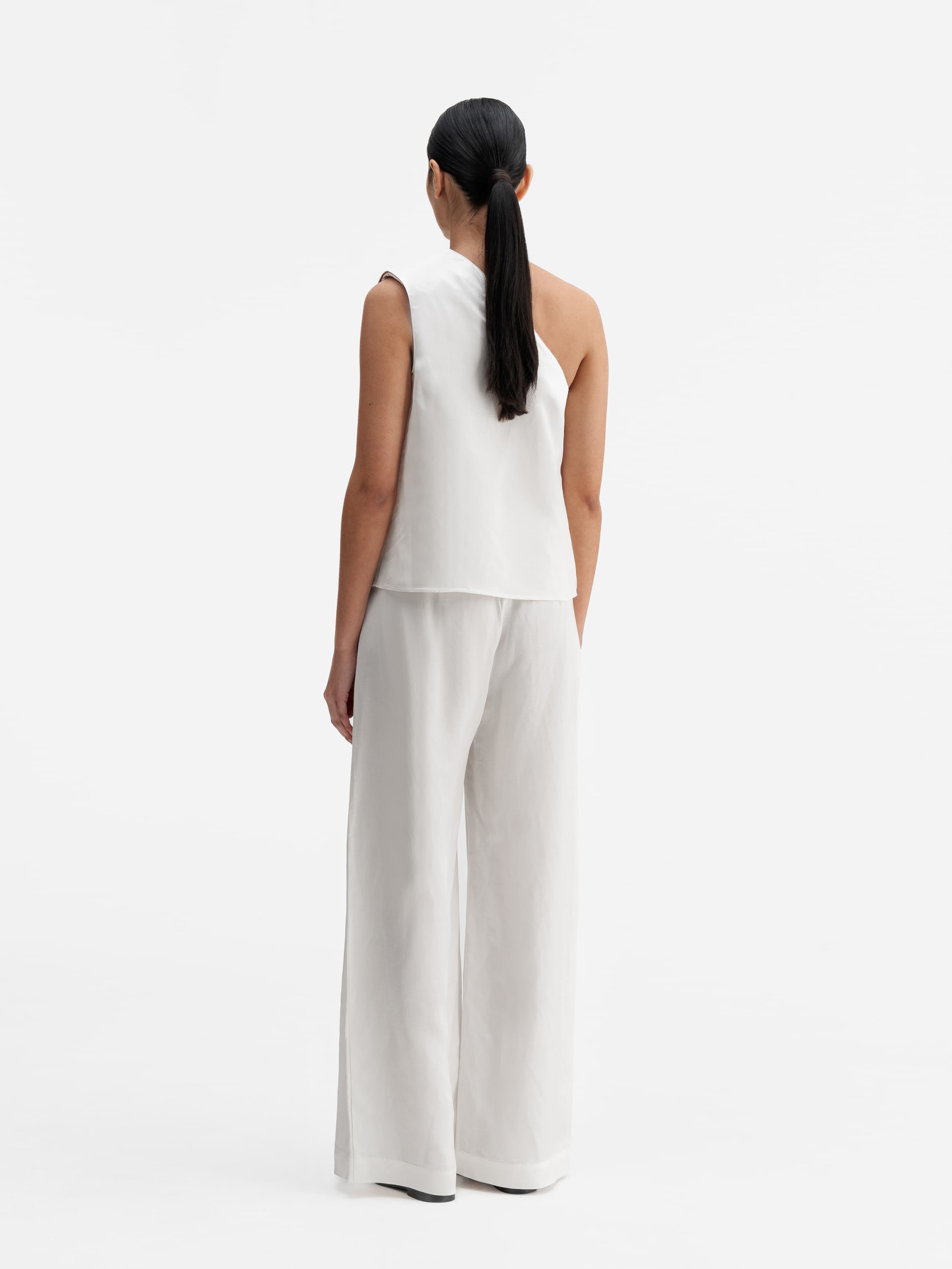 Elle satin linen tank white