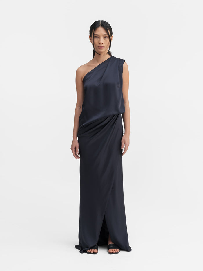 ahlvar Elle satin tank blue grey