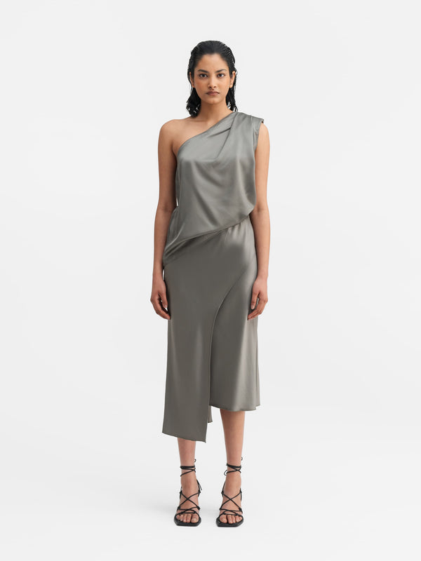 Elle satin tank light military