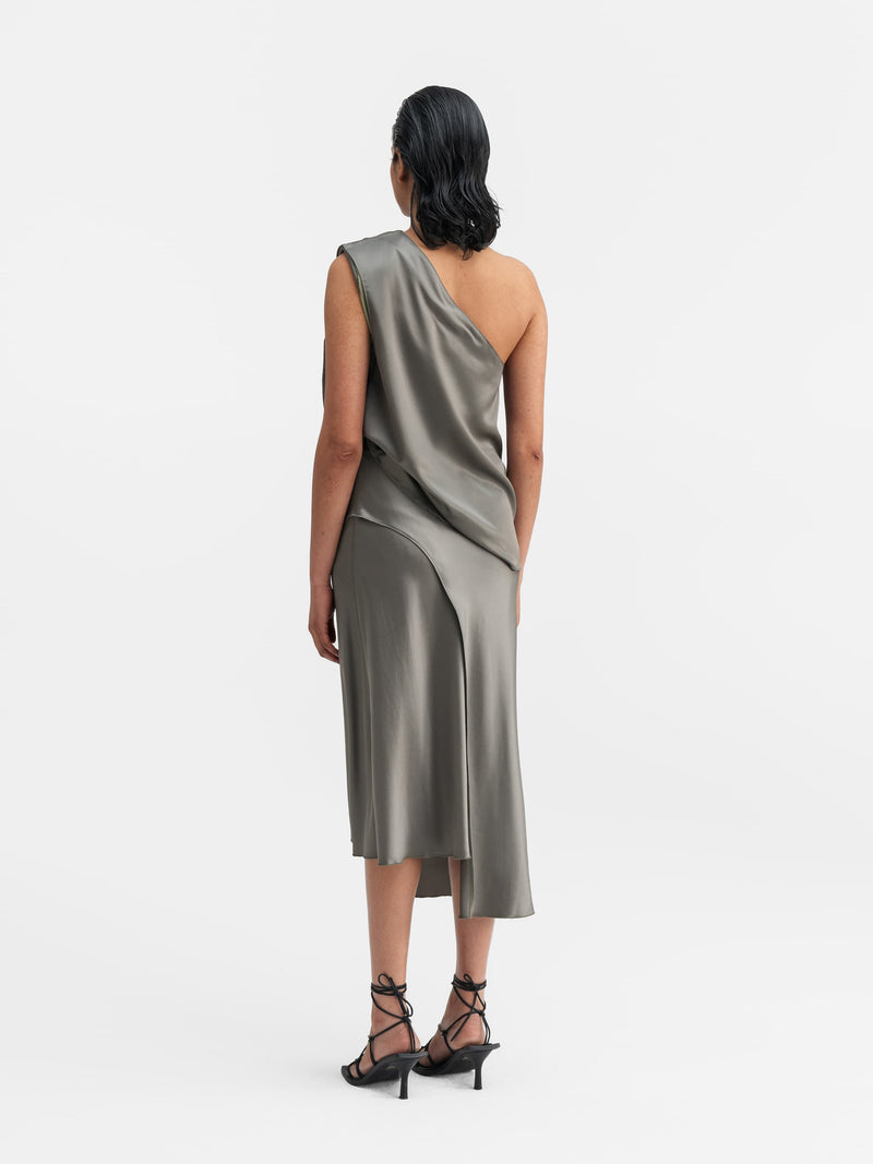 Elle satin tank light military