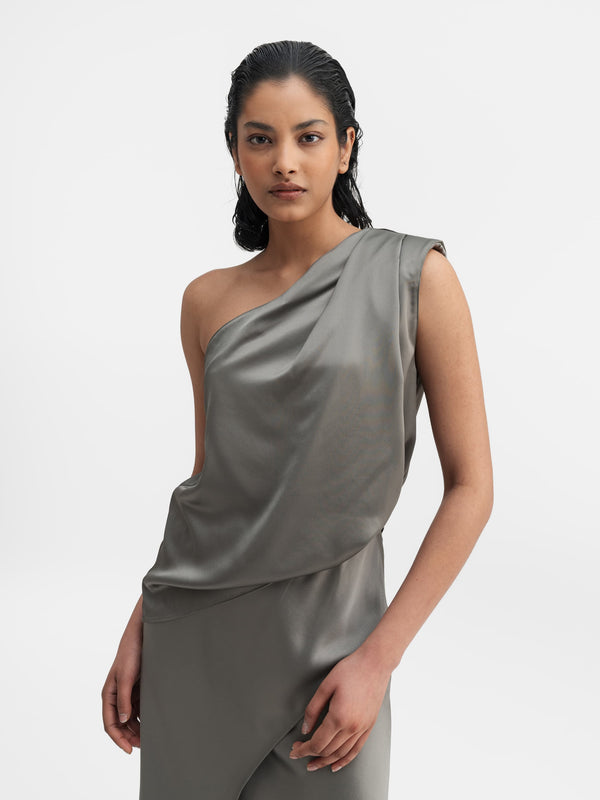 Elle satin tank light military