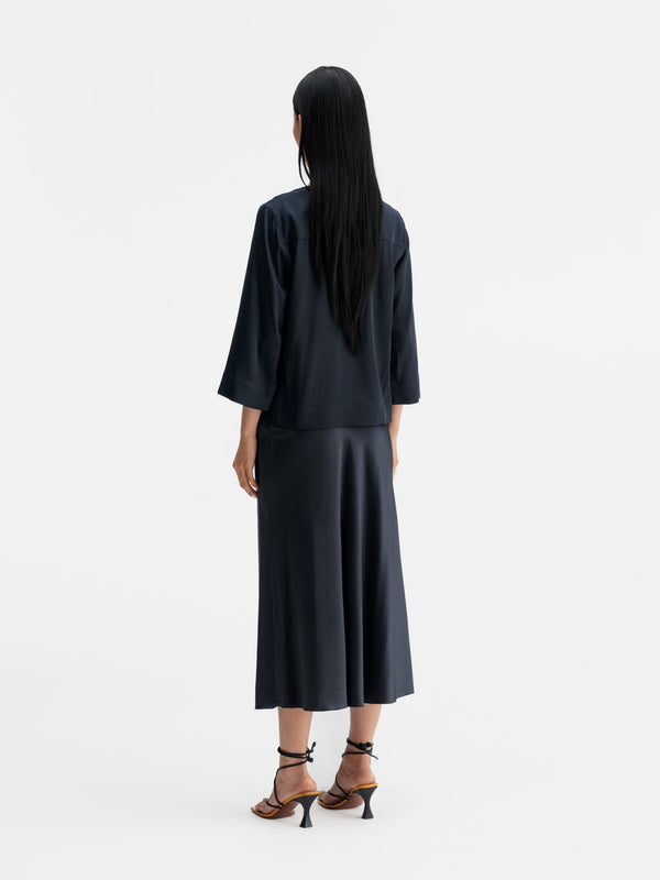 Emiko silk blouse blue grey