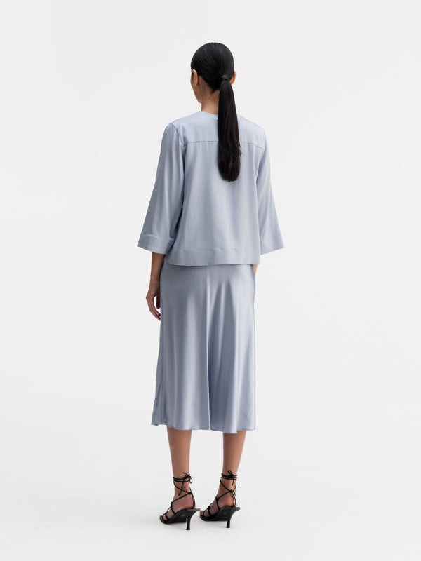 Emiko silk blouse denim blue