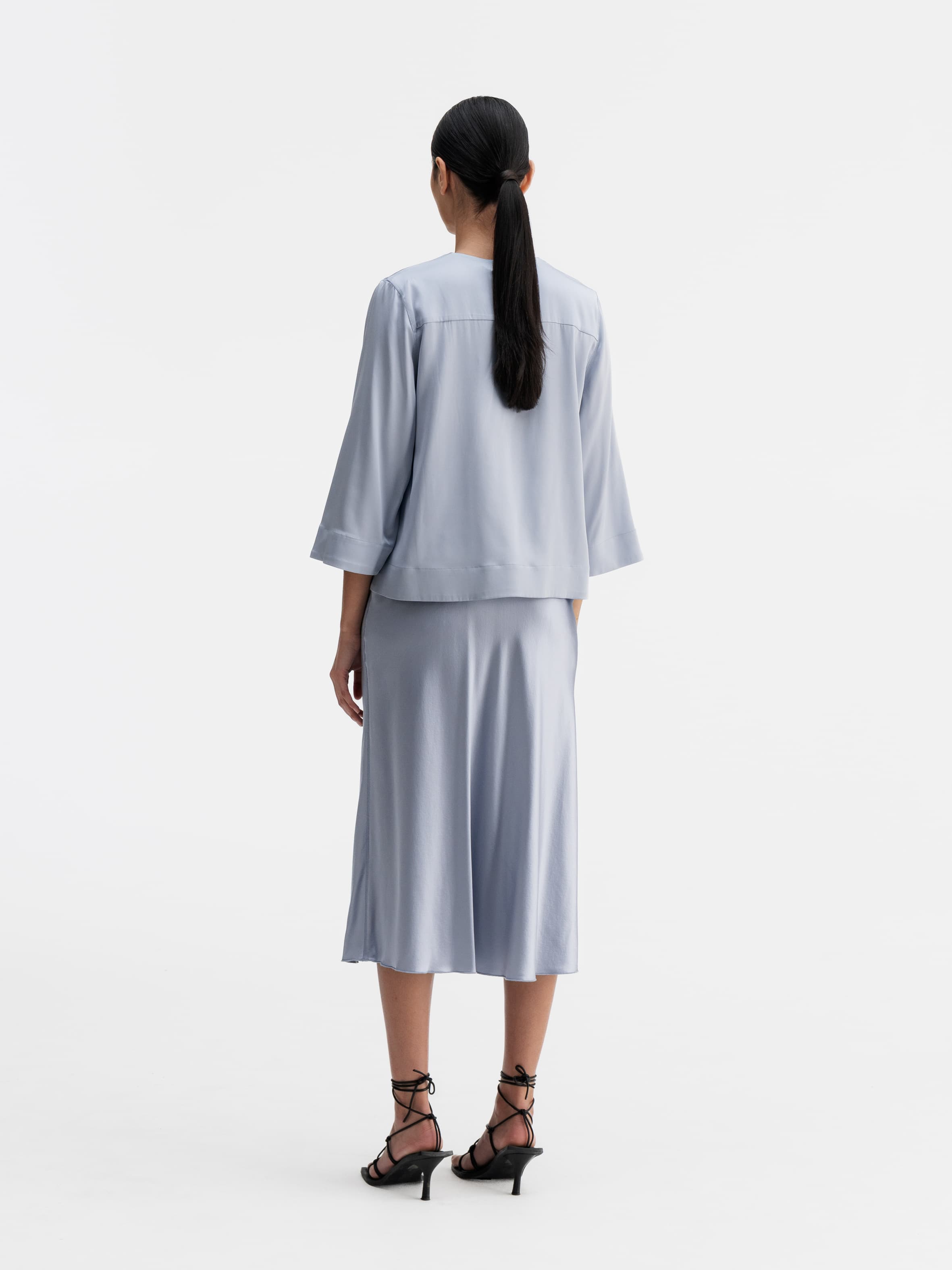 Emiko silk blouse denim blue