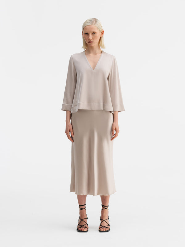Emiko silk blouse greige