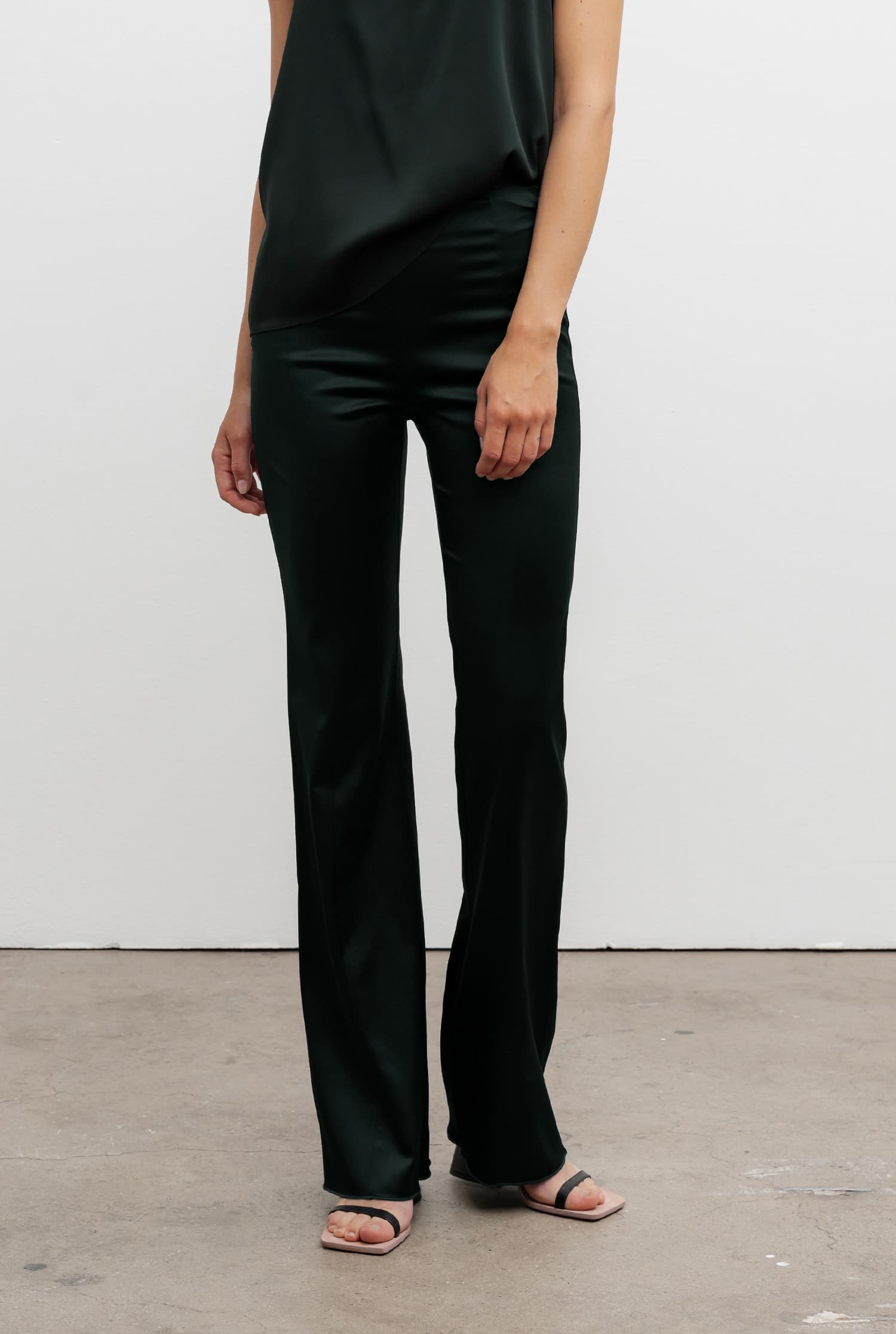 Erin satin trousers deep forest