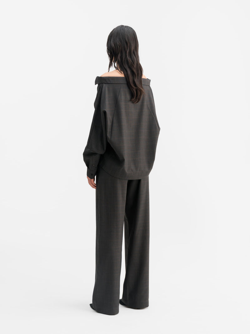 Gigi no shoulder check shirt dark grey
