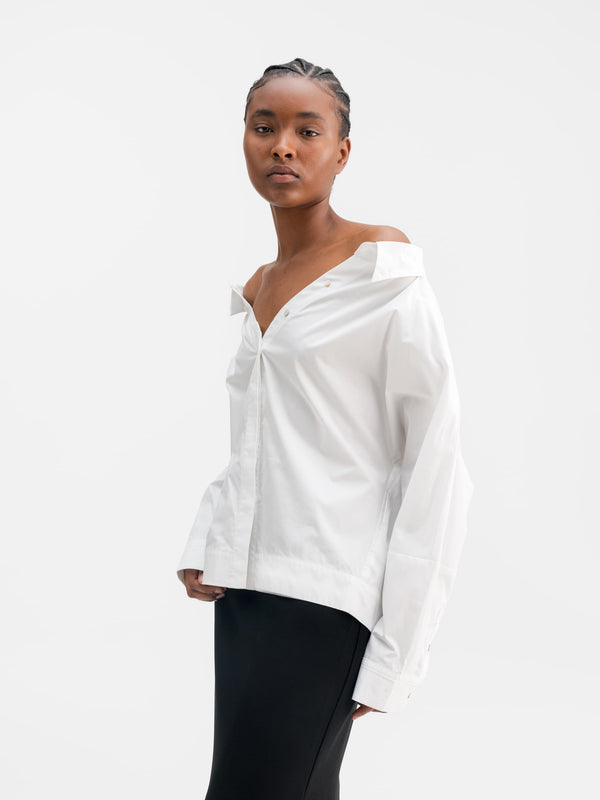 Gigi no shoulder shirt white