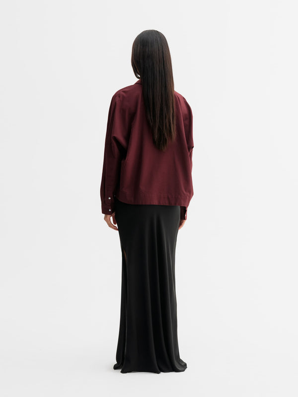 Back view of Ahlvar Gallery Gigi oxford shirt in Burgundy