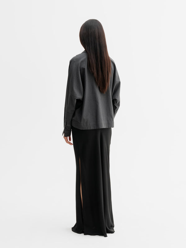 Back view of Ahlvar Gallery Gigi oxford shirt in Dark grey