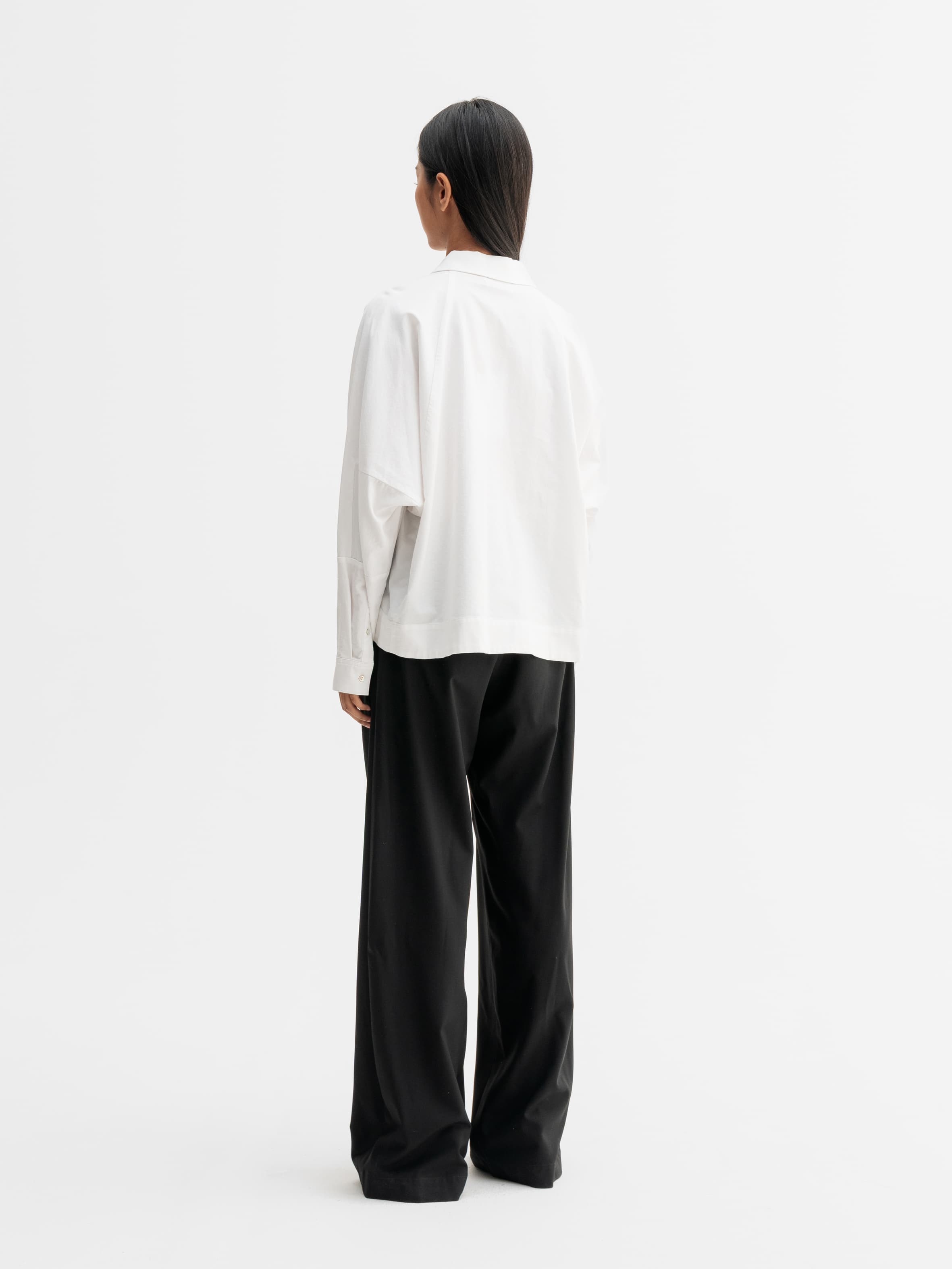 Back view of Ahlvar Gallery Gigi oxford shirt in White