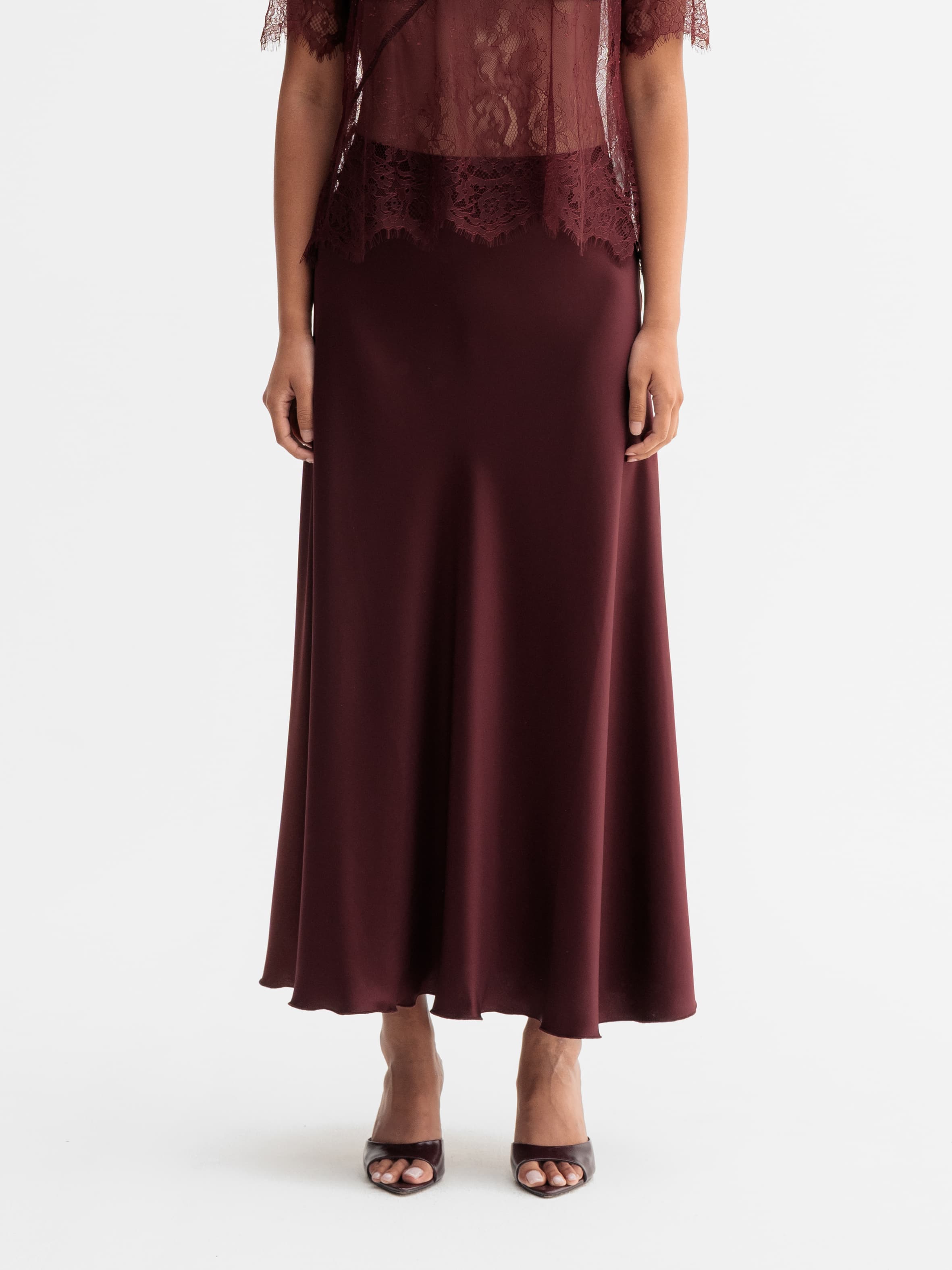 Hadi satin skirt burgundy