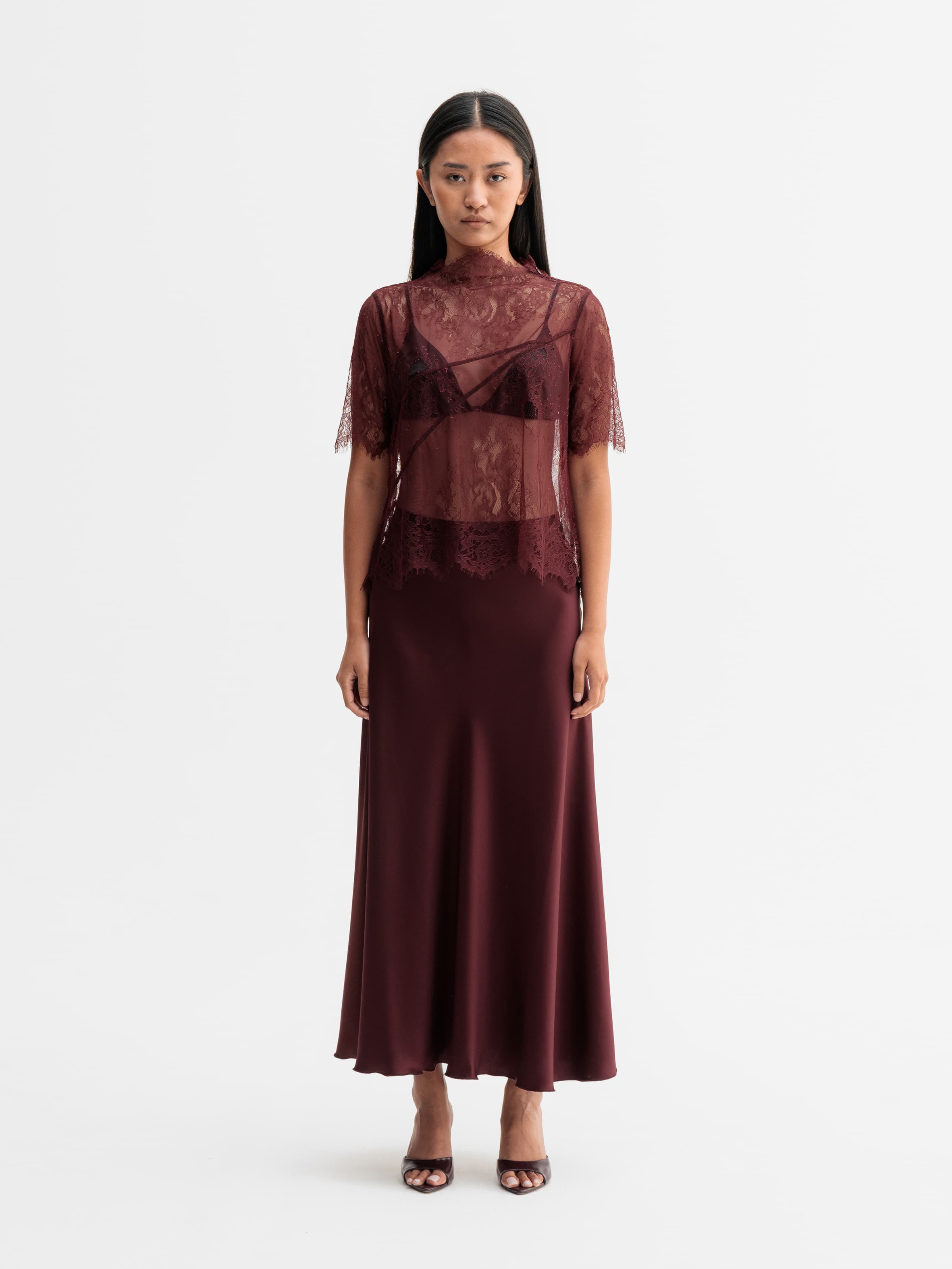 Hadi satin skirt burgundy
