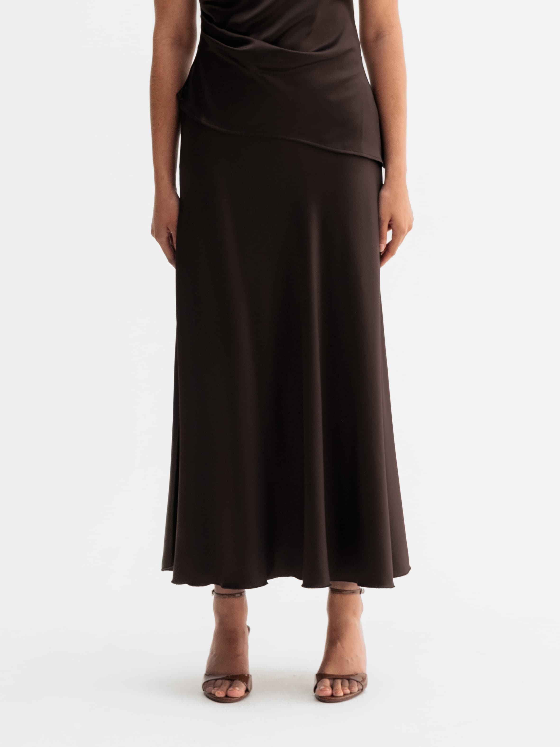 Hadi satin skirt dark brown