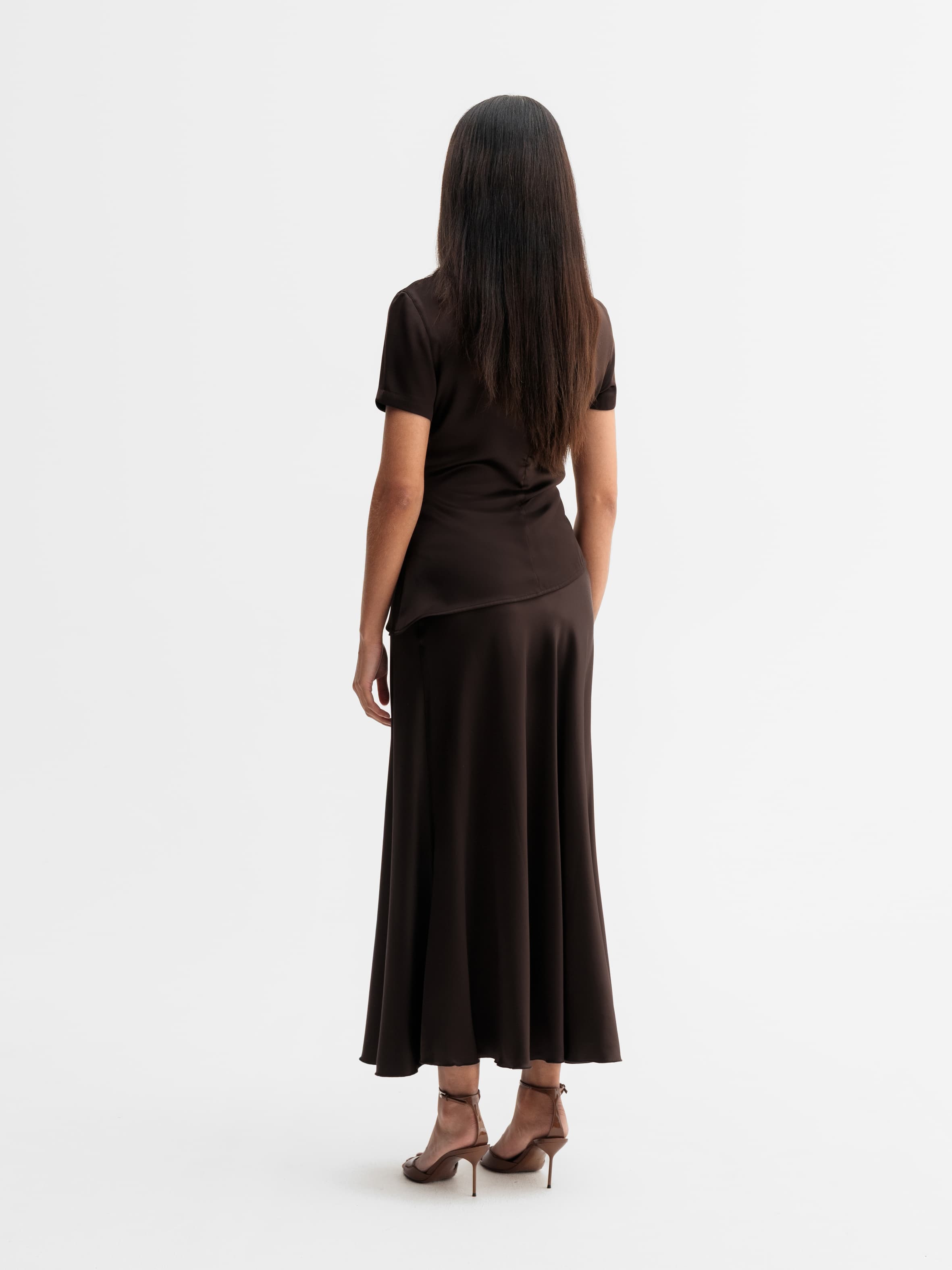 Hadi satin skirt dark brown