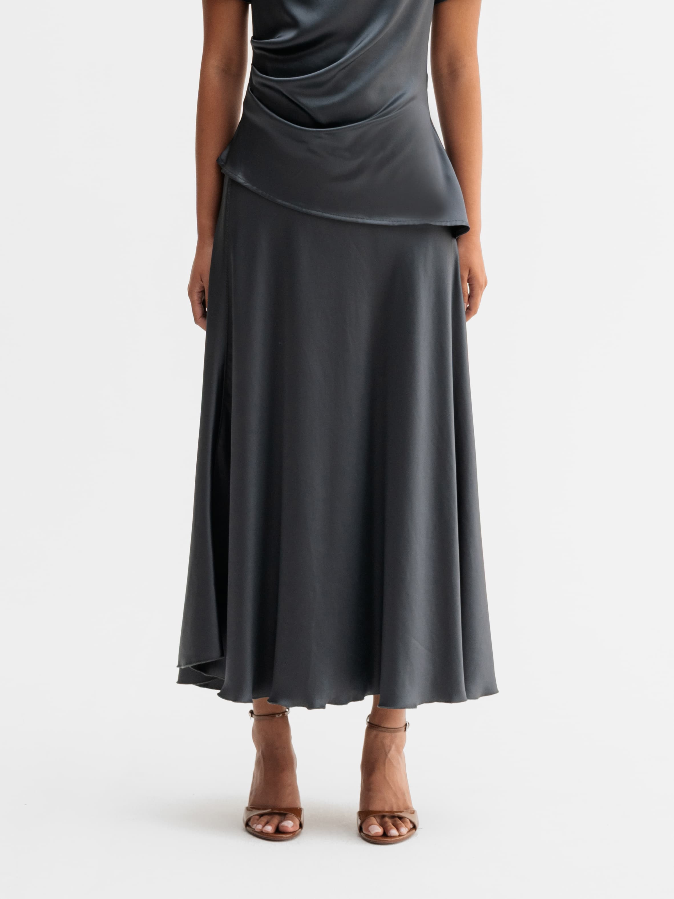 Hadi satin skirt dark grey