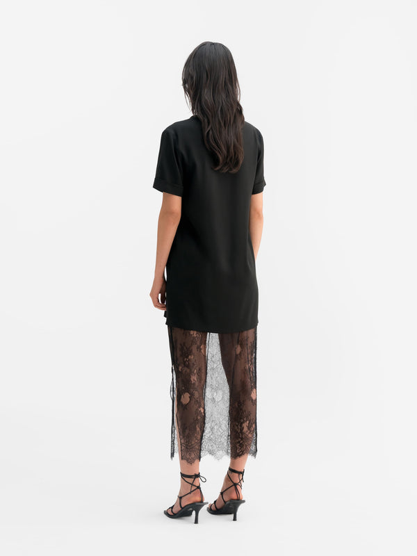 Back view of Ahlvar Gallery Hana lace pencil skirt black