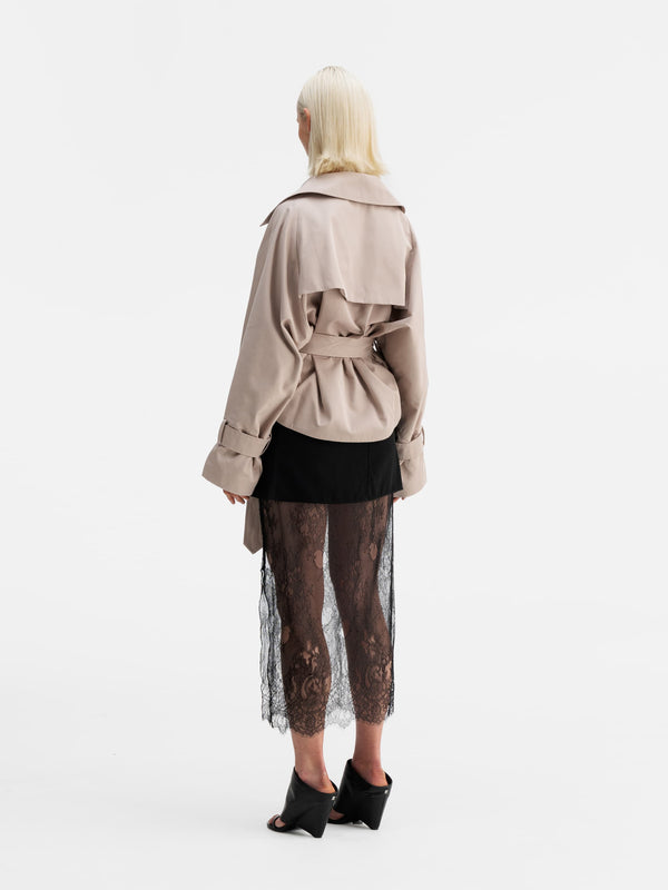 Back view of Ahlvar Gallery Hana lace pencil skirt black
