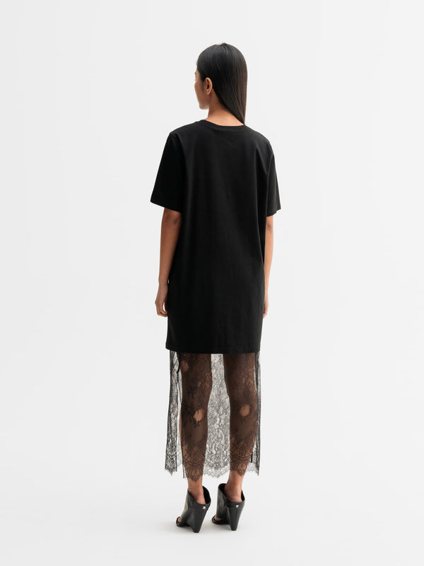 Back view of Ahlvar Gallery Hana lace pencil skirt in Black