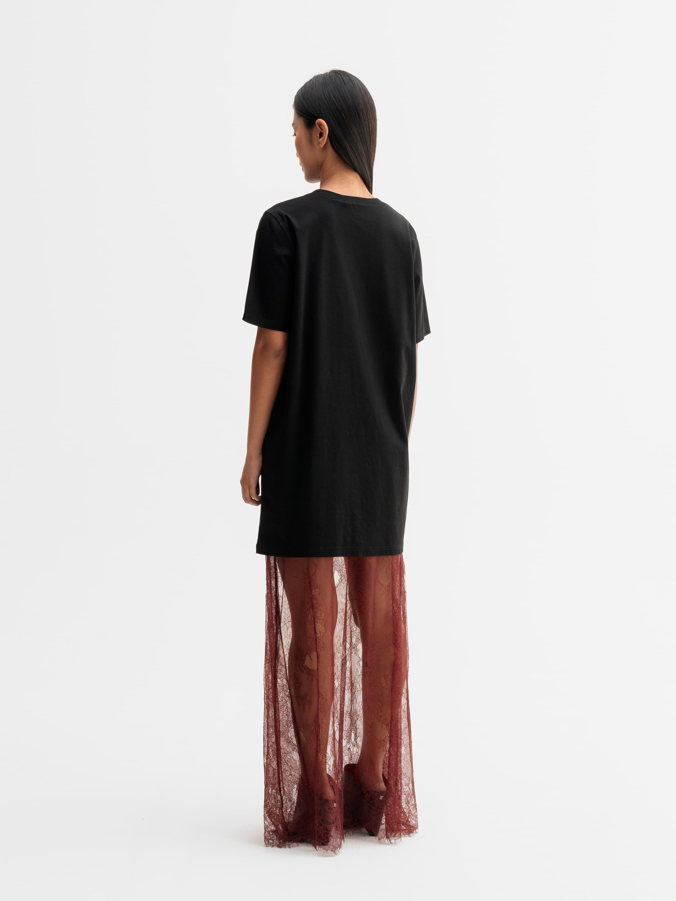 Hana long lace skirt burgundy