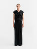 Hana long logo satin skirt black