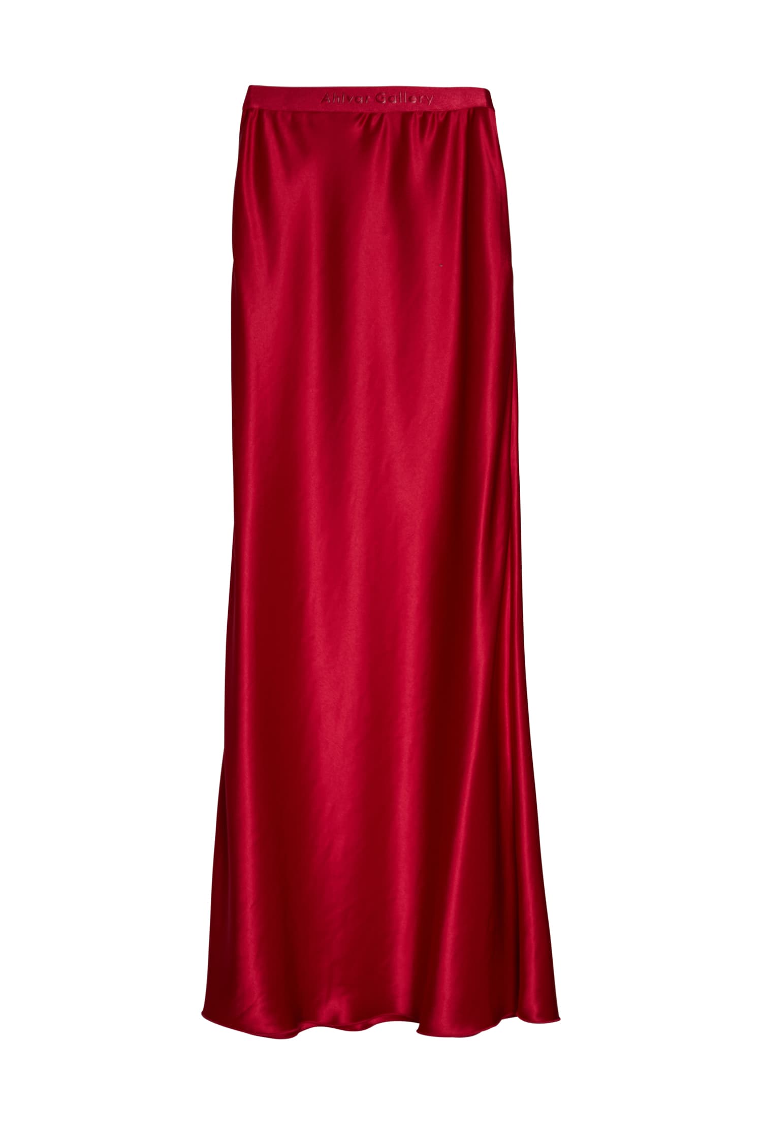 Hana long logo satin skirt red