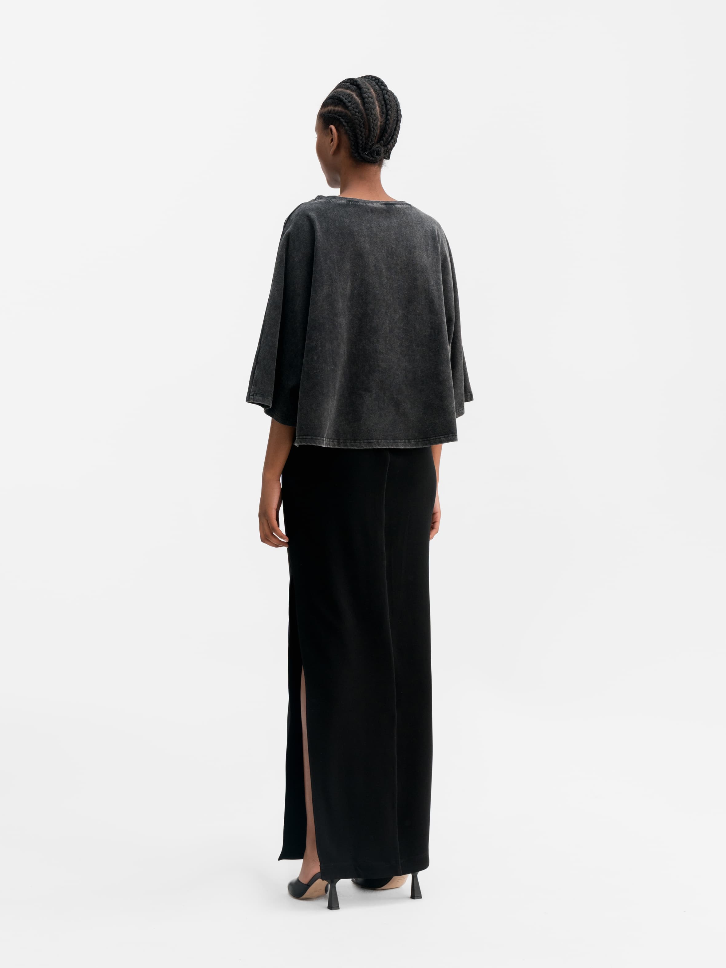 Hana long pencil skirt black