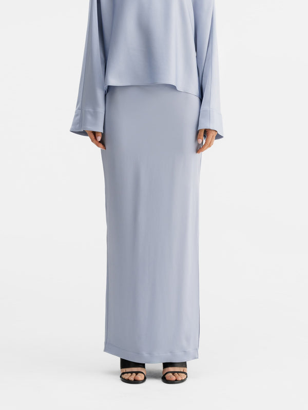 Hana long pencil skirt denim blue