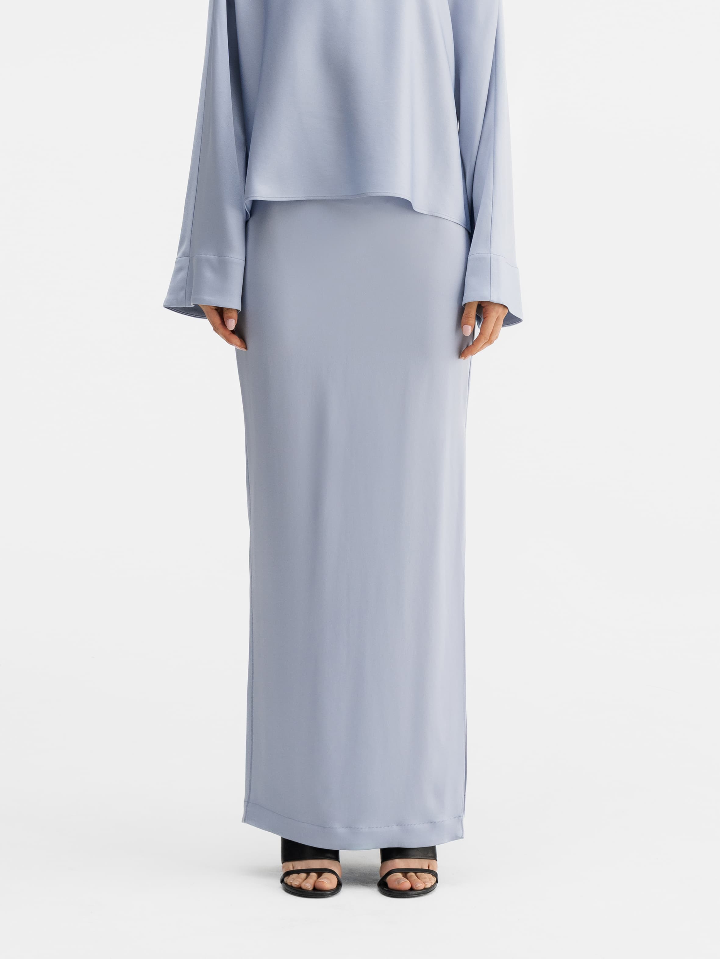 Hana long pencil skirt denim blue