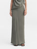 Hana long silk skirt light military