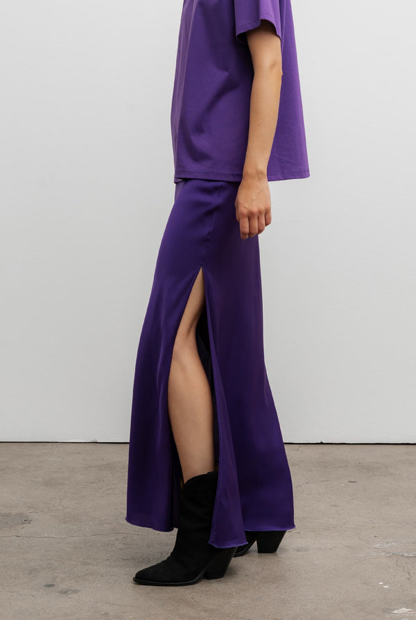Hana long silk skirt violet