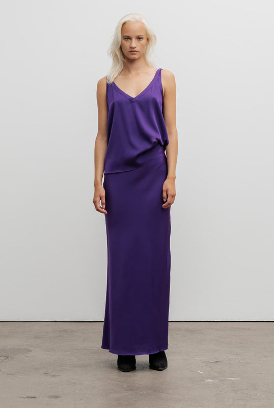 Hana long silk skirt violet