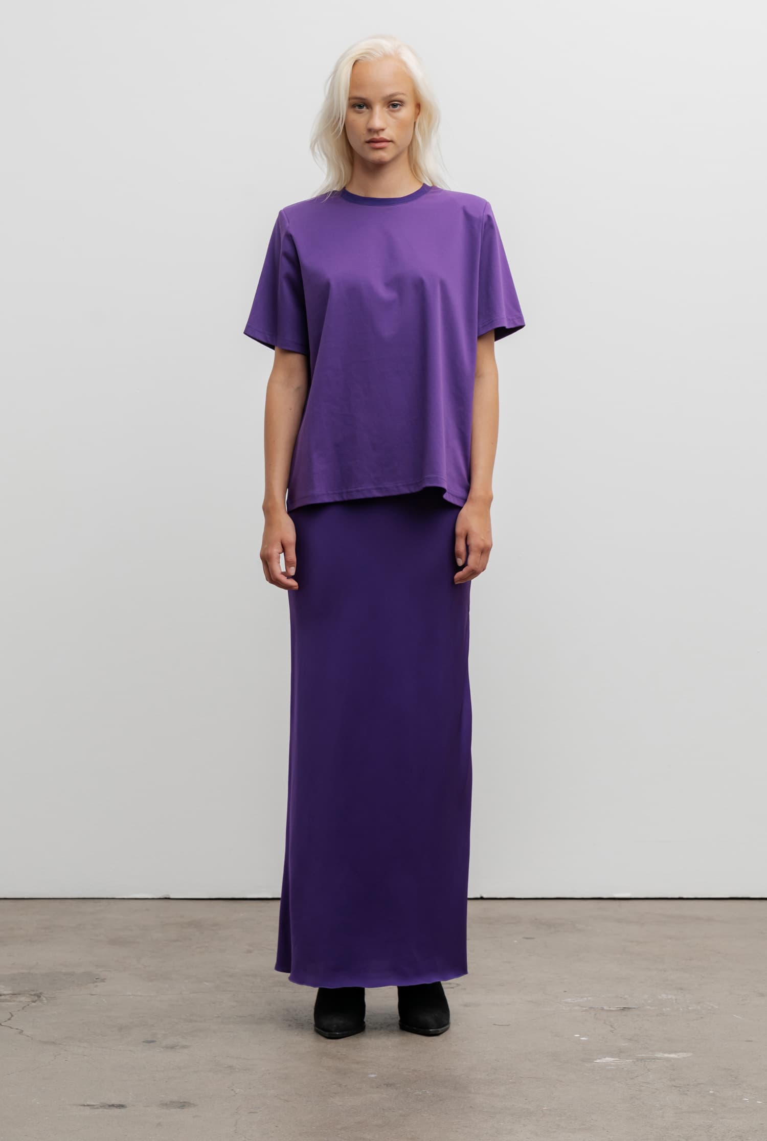 Hana long silk skirt violet