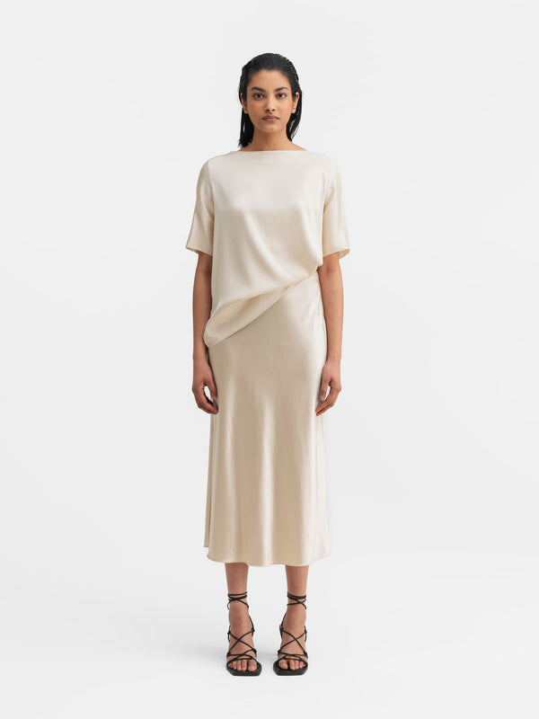 Hana satin silk skirt cream