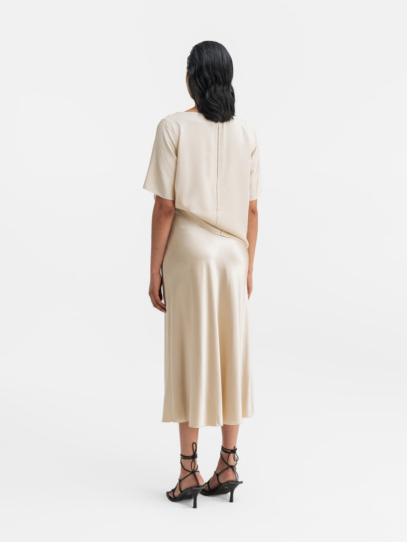 Hana satin silk skirt cream