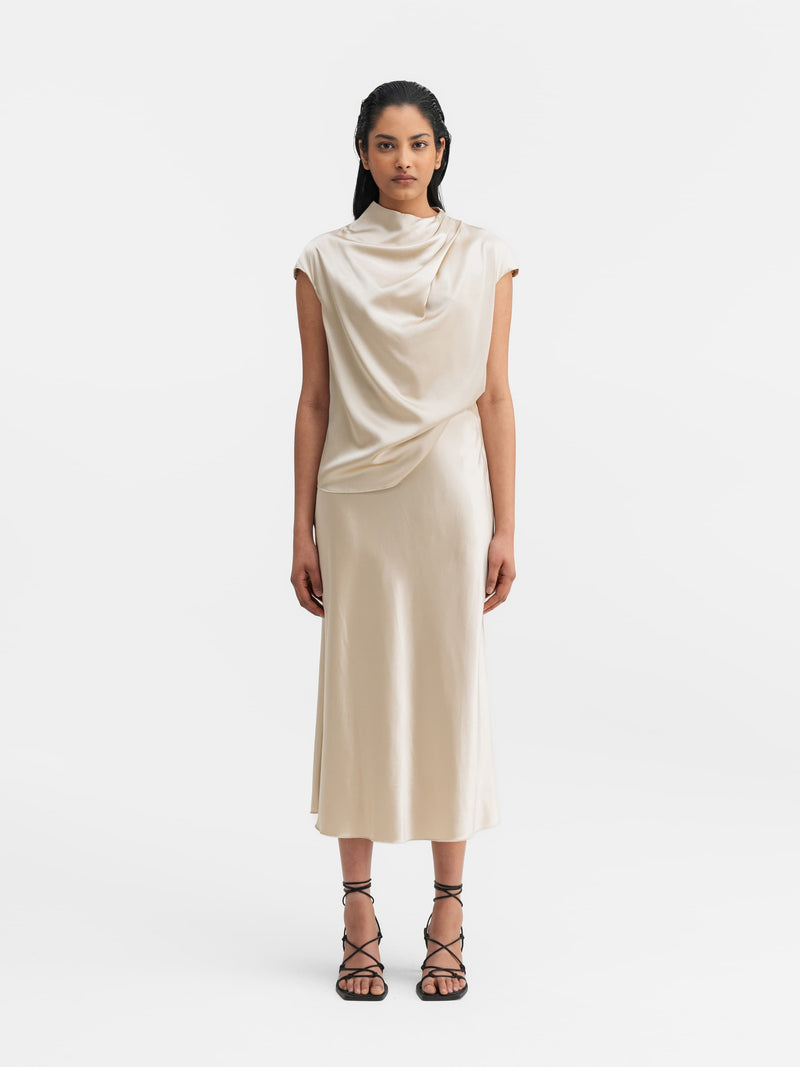 Hana satin silk skirt cream