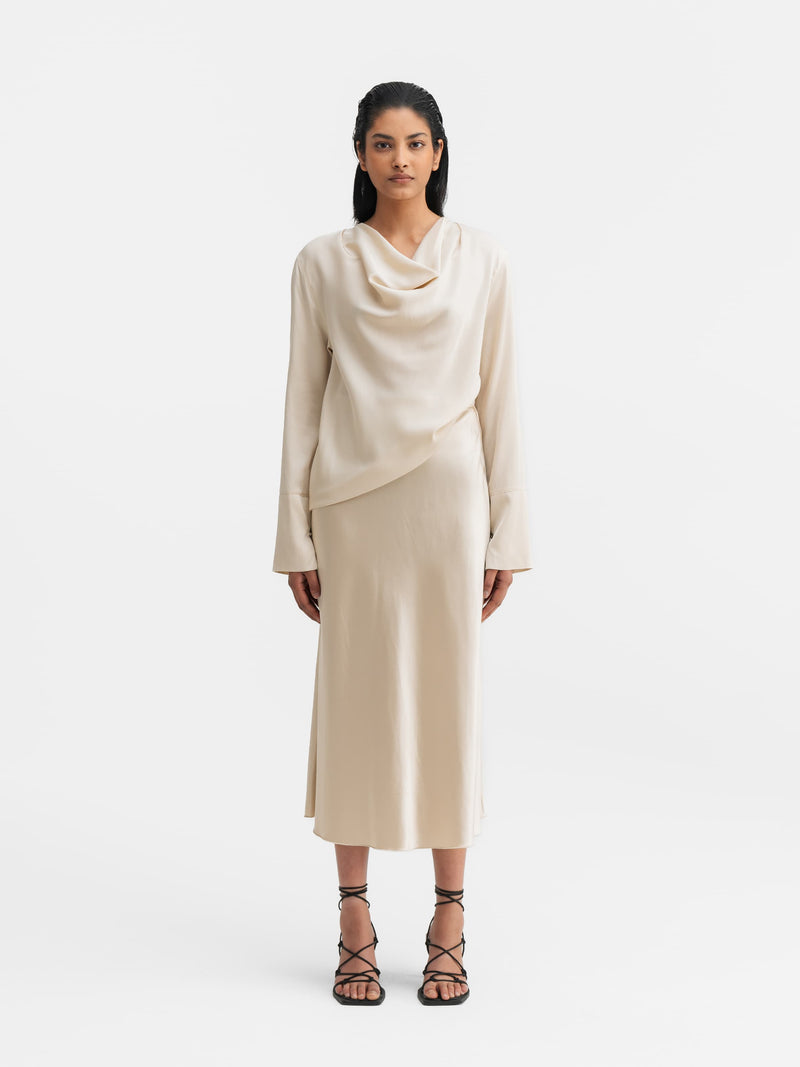 Hana satin silk skirt cream