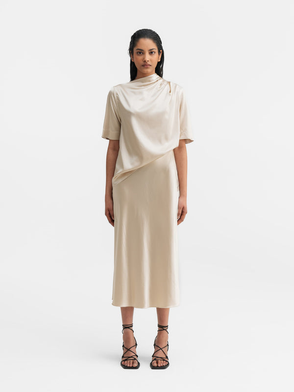 Hana satin silk skirt cream