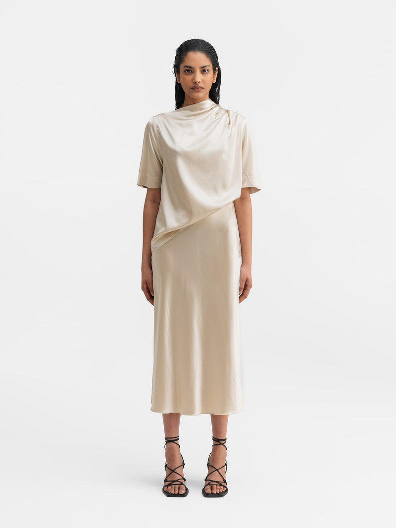 Hana satin silk skirt cream