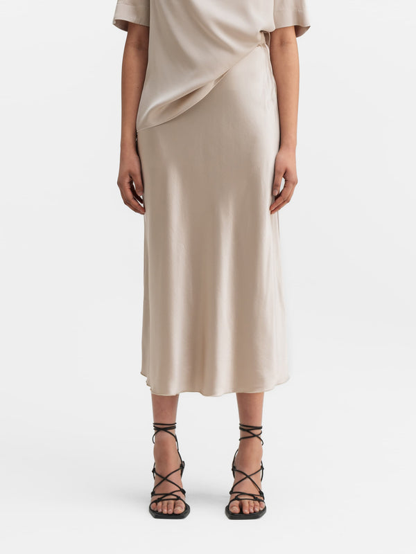 Hana satin silk skirt greige