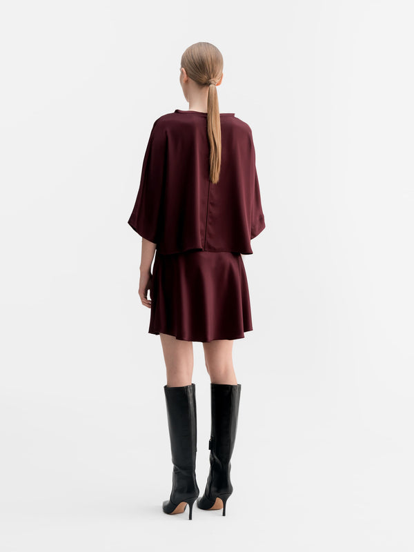 Hana short satin skirt burgundy