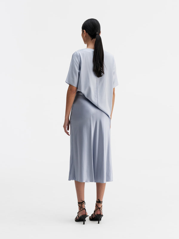 Hana satin silk skirt denim blue