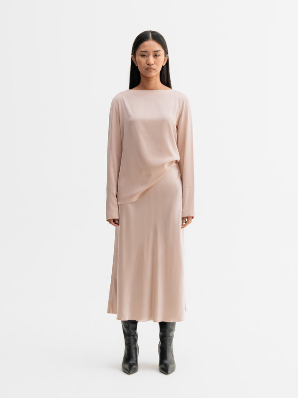Hana satin silk skirt dusty pink