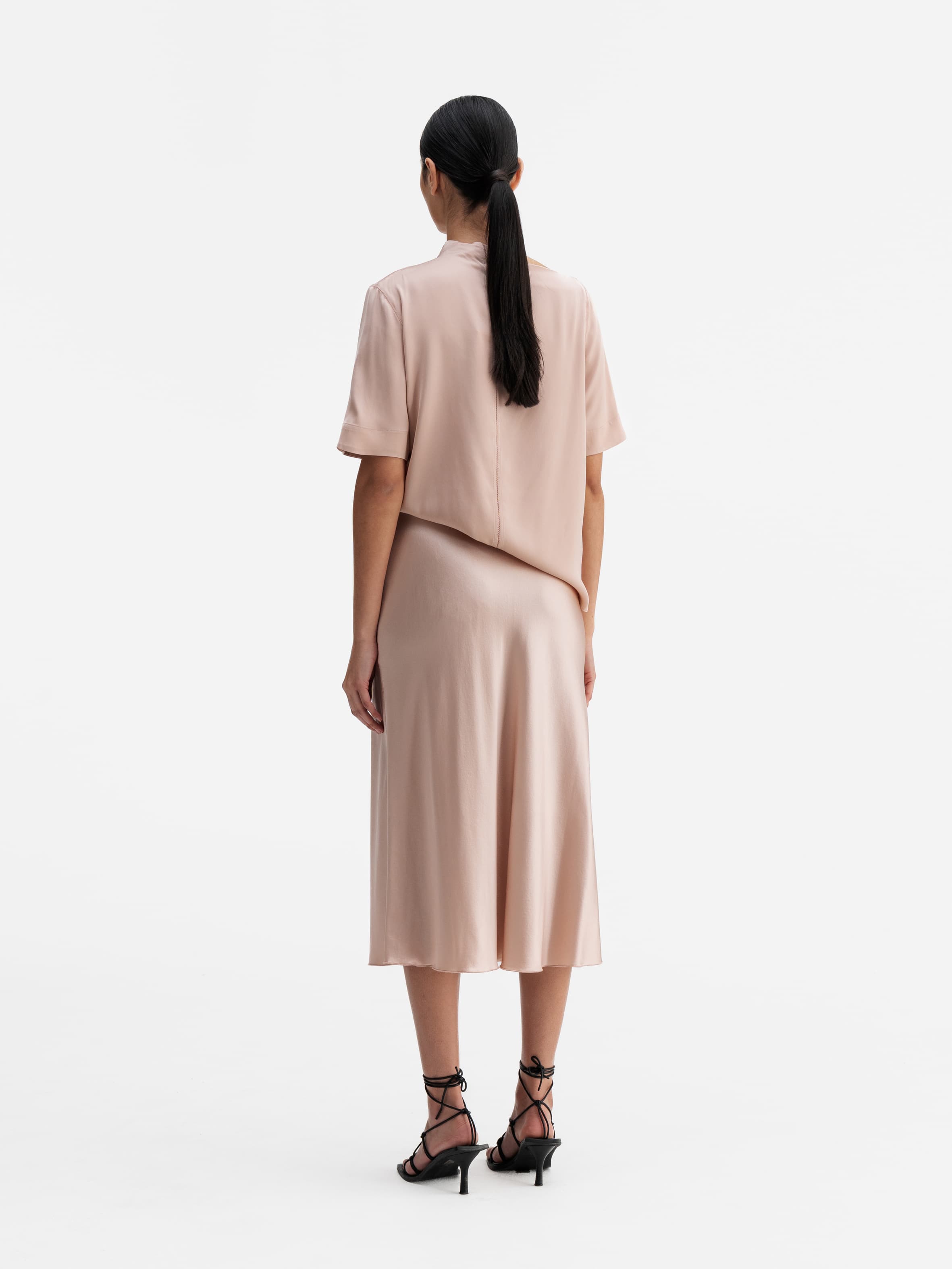 Hana satin silk skirt dusty pink