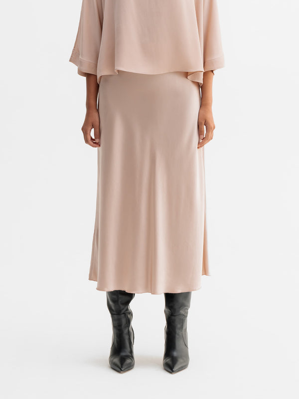 Hana satin silk skirt dusty pink