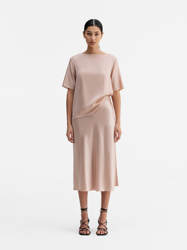 Hana satin silk skirt dusty pink