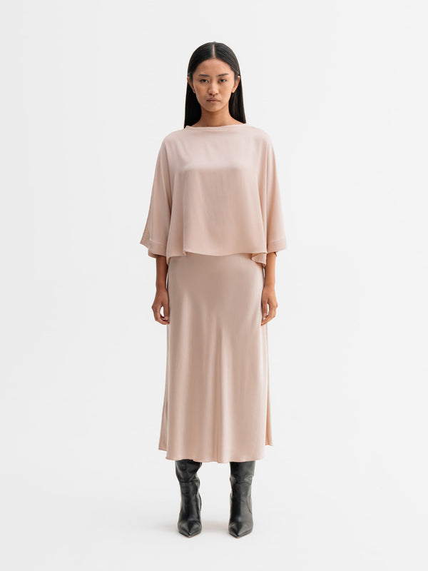 Hana satin silk skirt dusty pink