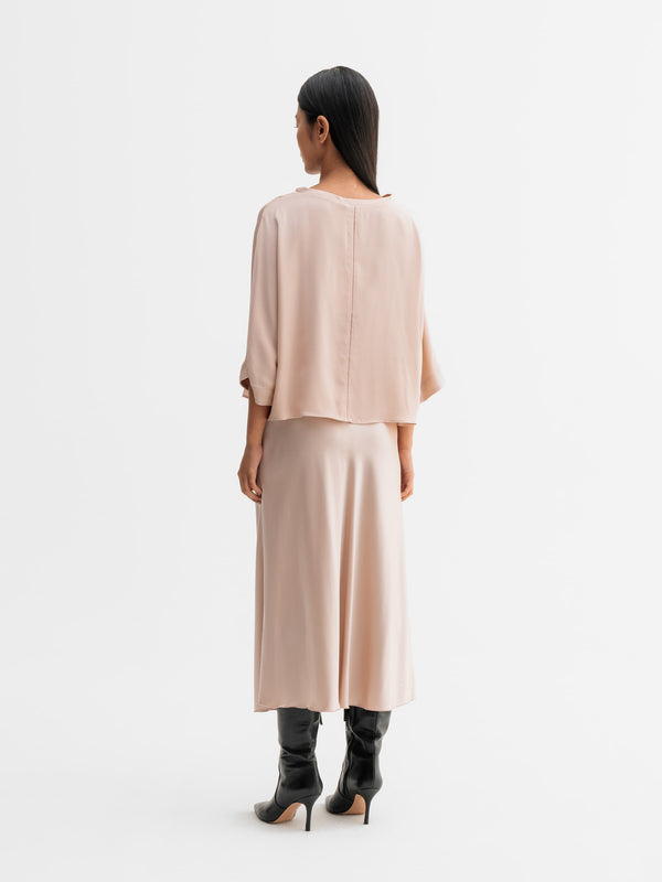Hana satin silk skirt dusty pink