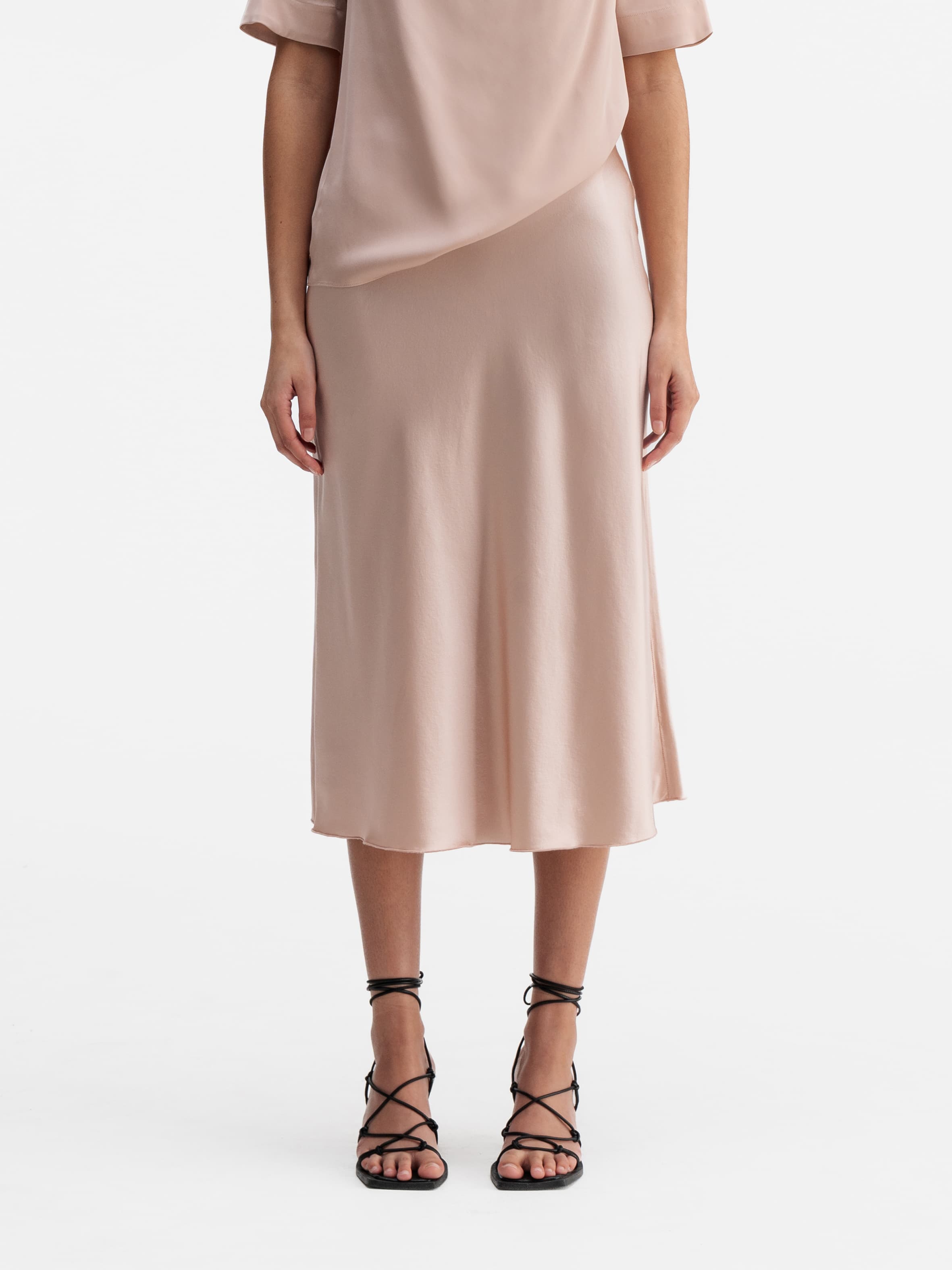 Hana satin silk skirt dusty pink
